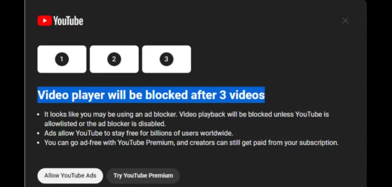 YouTube усиливают борьбу с блокировщиками рекламного контента