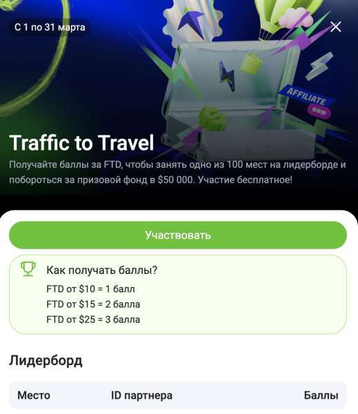 Конкурс Traffic to Travel от Affiliate Top — до 30 000$ в руки на путешествие мечты!